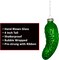 4E's Novelty Blown Glass Pickle Ornament for Christmas Tree 4” – Traditional German Christmas Pickle Game Ornament, Metallic Green Glass Christmas Decoration, Funny Holiday Gift or White Elephant
